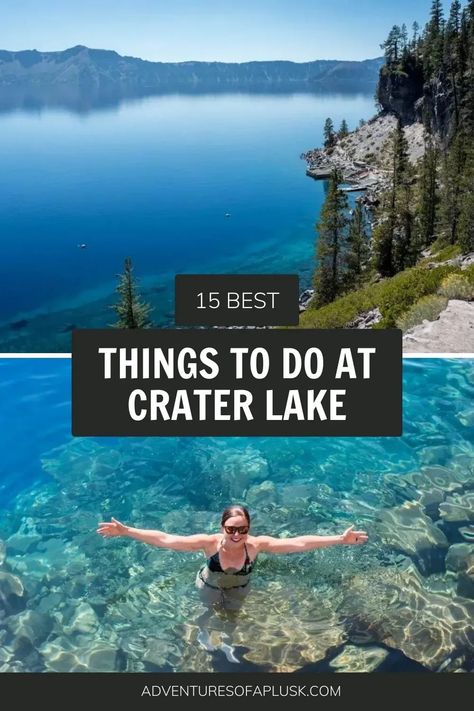 The BEST things to do at Crater Lake National Park in Oregon | Things to do in Oregon | Best National Parks | National Parks in Oregon | Hiking in Oregon | Visit the Pacific Northwest | Crater Lake hikes Crater Lake Packing List, Creator Lake Oregon, Hiking In Oregon, Pacific Northwest Road Trip, Portland Hikes, Pnw Trip, Western Vacation, Things To Do In Oregon, Oregon Hiking