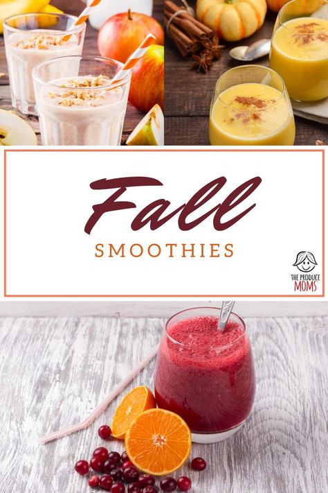 Smoothies that taste like fall. Looking for a delicious recipe to have a sweet treat this fall? Check out these recipes and have a sweet snack now. | The Produce Moms Healthy Fall Smoothies, Fall Flavored Smoothies, Fall Smoothie Recipes Healthy, Autumn Smoothie Recipes, Fall Smoothies Healthy, Fall Juice Recipes, Healthy Fall Drinks, Halloween Smoothies, Fall Smoothie Recipes