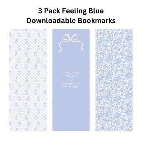 💗3 Feeling Blue bookmark designs! These are 2" x 5.5" and so cute and trendy! You can print them yourself or use the designs to order custom bookmarks.  💗These bookmarks are instant download only and no physical items will be shipped. You will receive the file with the download after purchase.  💗Please let me know if you have any questions or have any technical issues while downloading! **No returns or exchanges.** Blue Bookmark Printable, Bookmarks Vintage, Free Printable Bookmarks, Vintage Reading, Digital Aesthetic, Cute Bibles, Study Tips For Students, Bookmark Printing, Bookmark Template