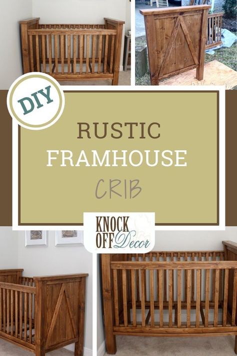 Farmhouse Crib, Farmhouse Cribs, Baby Crib Diy, Wood Crib, Wooden Cribs, Diy Furniture Building, Diy Crib, Diy Nursery, Farmhouse Furniture