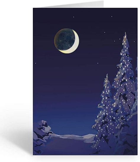 Silent Night Christmas Card, Artistic Christmas Cards, Christmas Cards Envelopes, Magical Tree, Boxed Christmas Cards, Night Christmas, Christmas Holiday Cards, Night Scene, American Greetings