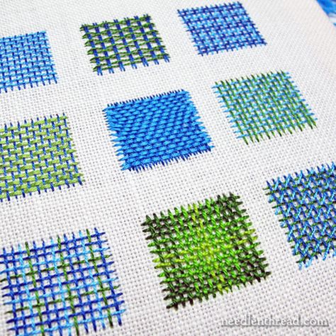 Shading w Basket weaving - embroidery stitch - can create some dimension by varying color in warp/weft threads Embroidery Brazilian, Needlework Stitches, Embroidery Sashiko, Weaving Embroidery, Swedish Weaving Patterns, Needle Weaving, Color Knowledge, Clothing Embroidery, Sue Spargo