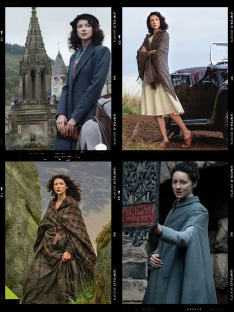 Outlander outfit, Vintage style tartan outfits Outlander Outfits, Outlander Fashion, Outlander Style, Tartan Shawl, Celtic Fashion, Shawl Outfit, Vintage Shawl, Navy Blue Coat, Knit Beret