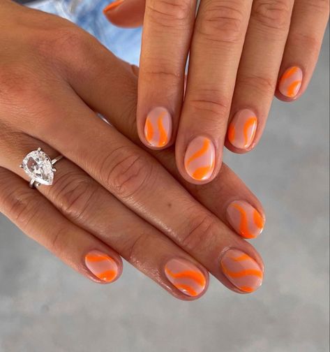 Do It Yourself Nails, Orange Nail Art, August Nails, Bright Summer Nails, Aesthetic Nails, Nails Aesthetic, Summery Nails, Vibrant Nails, Cute Summer Nails