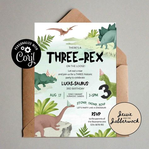 Dinosaur 2nd Birthday Party Boys Wedding Stationery, Dinosaur 1st Birthday Party Boys Wedding Stationery, Dino Party Invitation, 3rd Birthday Party For Boy, Dinosaur Party Invitations, Dinosaur Birthday Theme, Invite Design, Birthday Dinosaur, Dinosaur Themed Birthday Party