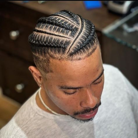 Braiding Men’s Short Hair, Sideways Cornrows Men, Conroe Braids Hairstyles Men, Male Stitch Braids Hairstyles, West Coast Braids, Man Bun Braids Black Men, Men’s Simple Braids Hairstyles, Blackman Hairstyle, King Hairstyle