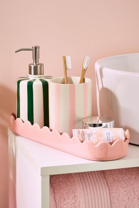 Buy Pink Stripe Scallop Dispenser, Tidy and Tray Set from the Next UK online shop