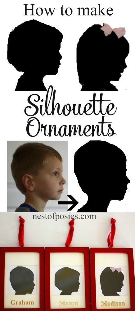 How to make Silhouette Ornaments.  Easy & done in minutes.  Great gifts for grandparents! Silhouette Ornaments, Navidad Diy, Preschool Christmas, Gifts For Grandparents, Mothers Day Crafts, Xmas Crafts, Parent Gifts, Christmas Projects, Homemade Gifts