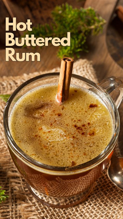 Hot Buttered Rum Diy Spiced Rum, Rum Recipes Food, Hot Butter Rum, Hot Alcoholic Drinks, Buttered Rum Recipe, Hot Buttered Rum Mix, Hot Buttered Rum Recipe, Warm Winter Drinks, Rum Butter