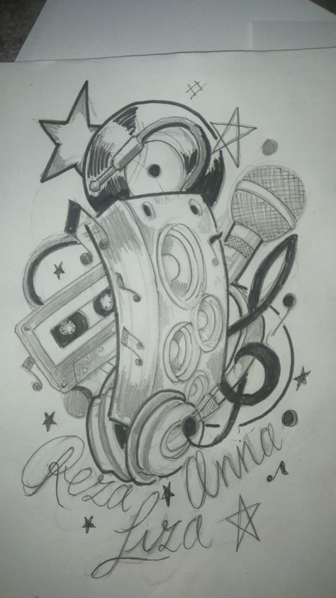 Music Art Drawing Creative, Junior Cert Art, Music Drawings Ideas, Sugar Skull Drawing, Pop Art Marilyn, Music Sketch, Cool Tattoo Drawings, Cartoon Eyes Drawing, Music Tattoo Designs