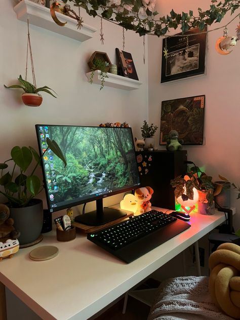 Beige Gamer Aesthetic, Cozy Laptop Setup, Gaming Hobby Aesthetic, Gaming Vision Board, Gaming Youtuber Aesthetic, Cozy Gaming Room Setup, Gamer Boy Aesthetic, Gaming Setup Cozy, Couple Gaming Room Setup