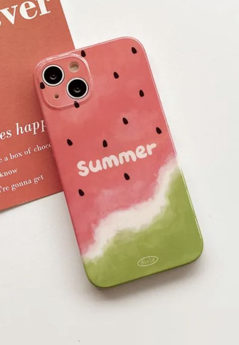 S Simple Watermelon Pattern Phone Case For iPhone 14 14Pro Max 13 13Pro 1 Diy Phone Case Paint Aesthetic, Summer Phone Case Ideas, Phonecase Painting Idea, Phone Back Cover Ideas, Painting On Phone Case, Phone Cover Ideas Aesthetic, Phone Case Drawing Ideas, Phone Case Painting, Customised Iphone Case