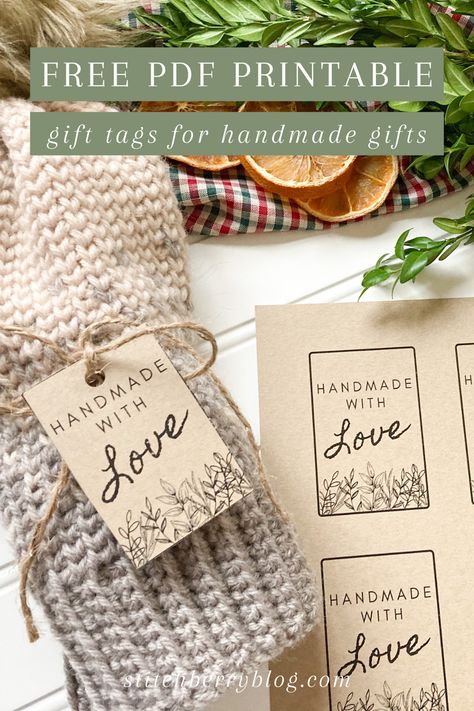 Homemade Tags Printable, Tags For Homemade Items, Made With Love Printable Tags, Gift Labels Printables Free, How To Make Tags For Crafts, Knitting Labels Printables Free, Handmade Labels Printable Free, Handmade Labels Tags, Made With Love Tags Printable Free