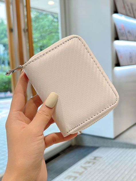 White Fashionable Collar  PU Leather Plain Card Holder Embellished   Women Bags Cute Wallets For Women, Girly Backpacks, هيفاء وهبي, Wallets For Girls, Minimalist Card, Minimalist Cards, Cute Wallets, Looks Party, Pretty Bags