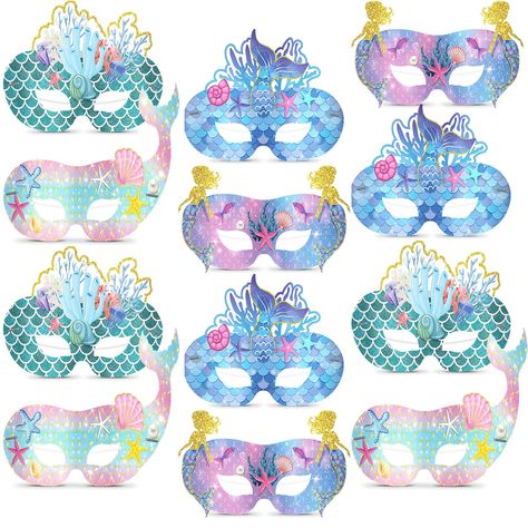 PRICES MAY VARY. Cute and Bright Design: the mermaid birthday mask adopts the mermaid theme design, cute and beautiful, attractive and vivid; And the colors are bright, exquisite and vibrant, adding more charm to your children Enough to Use: you will receive 24 pieces of mermaid birthday masks in 4 styles, each style has 6 pieces, abundant in quantity and rich in style, enough for your kids to choose and replace; You can also share them with your little family members Hard Wearing Material: the Mermaid Birthday Favors, Mermaid Mask, Cosplay Masks, Mermaid Cosplay, Ocean Mermaid, Mermaid Party Favors, Party Eyes, Animal Mask, Mermaid Party Decorations