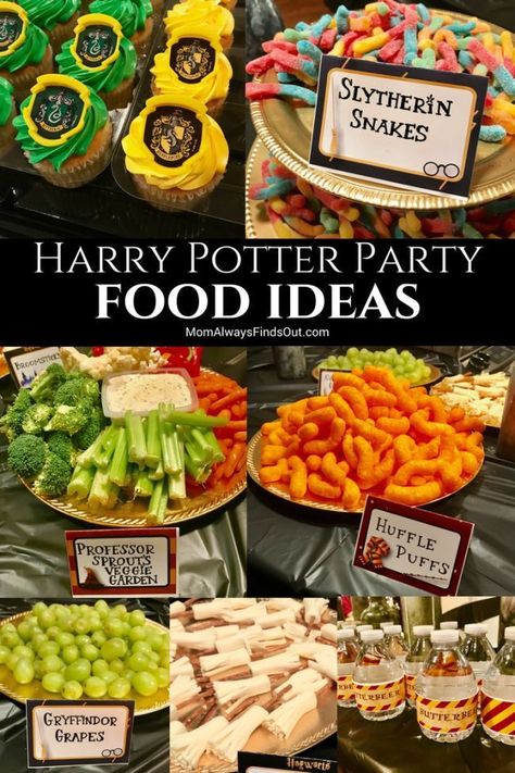 Are you planning a Harry Potter party? You'll want to check out this magical selection of our favorite Harry Potter birthday party food ideas! #HarryPotter #KidsParty #PartyFood Harry Potter Party Food, Dolci Harry Potter, Harry Potter Motto Party, Baby Harry Potter, Party Harry Potter, Harry Potter Shower, Harry Potter Snacks, Birthday Party Food Ideas, Harry Potter Parties Food