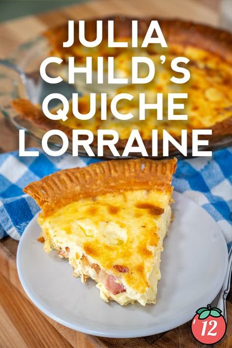 When you think of quiche, you might think of cheese (I know I do), but Julia’s Quiche Lorraine features no cheese at all. But don’t worry, you’re not going to miss it. She uses heavy cream and eggs instead to create a custard base that’s soft and silky and still so flavorful. Best Quiche Lorraine Recipe, Classic Quiche, Quiche Lorraine Recipe, Savory Breakfast Recipes, Julia Child Recipes, Special Occasion Food, 12 Tomatoes, Quiche Lorraine, French Cooking