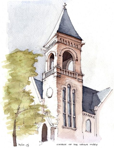 City Drawings, Church Drawing, Croquis Architecture, Sketch House, Building Sketch, Urban Sketch, Watercolor Architecture, Architecture Drawing Art, Travel Sketches