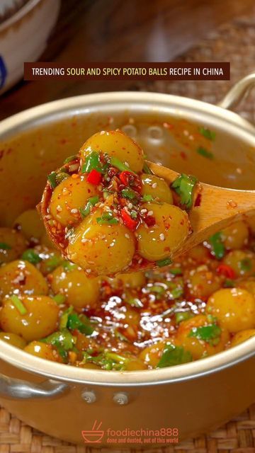 Wayne Shen on Instagram: "Easy sour & spicy potato balls recipe in China. Have u ever seen it before? #recipe #cooking #chinesefood #potato #snack #spicyfood"