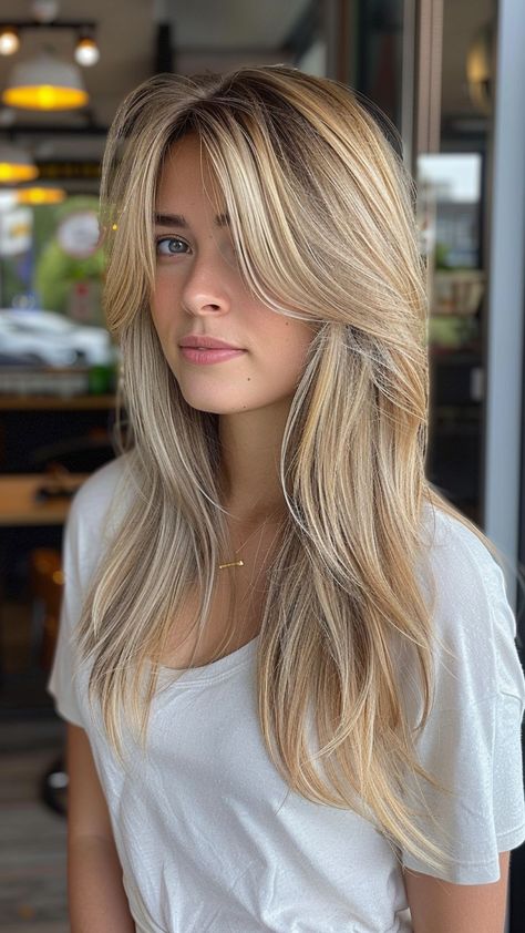 22 Front-Layered Haircuts for Enchanting Long Hair Medium Length Hair With Long Layers And Face Framing Pieces, Angel Haircut, Medium To Long Length Haircut, Long Length Haircuts, Blonde Layered Hair, Blonde Hair Transformations, Haircuts For Long Hair With Layers, Blonde Hair Inspiration, Front Hair Styles