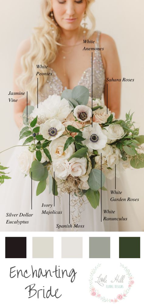 White Poppy Bridal Bouquet, Bride Spring Bouquet, White Rose And Magnolia Bouquet, Ranunculus Eucalyptus Bouquet, Traditional Bride Bouquet, Full Bridal Bouquet, White Anemone Bouquet With Greenery, Ivory Garden Rose, Peonies And Anemones Bouquet