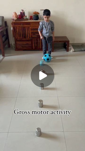 152K views · 2.3K likes | Shruti Kapoor ~ Early Years on Instagram: "Gross motor activity for kids  Age: 3 years and above   Arrange a few glasses on the floor as shown in the video and have your child dribble through the gaps and hit a target.   Benefits:  ⚽️ gross motor development  ⚽️ enhanced coordination  ⚽️ builds focus ⚽️ ball control  ⚽️ precision   For beginners, have the glasses spaced out more, gradually decreasing the space between them  Follow @kapoor.and.son for more fun activities 💕   #kidsactivities #activitiesforkids #toddleractivities #earlyyears #earlylearning #grossmotorskills #outdooractivities #outdoorplay #learningthroughplay #busytoddler #indooractivities #footballgames #gamesforkids #preschool #kindergarten #earlyeducation #funactivities #toddlerplay #parenting #d Gross Motor Activities With Balls, Activities For Active Toddlers, Gross Motor Activities 2-3, Gross Motor Activity For Preschoolers, Games For 5 Yrs Old, Large Motor Activities For Preschoolers, Gross Motor Activities For Preschoolers Indoor, Outdoor Activities For Preschool, School Aged Activities Daycare