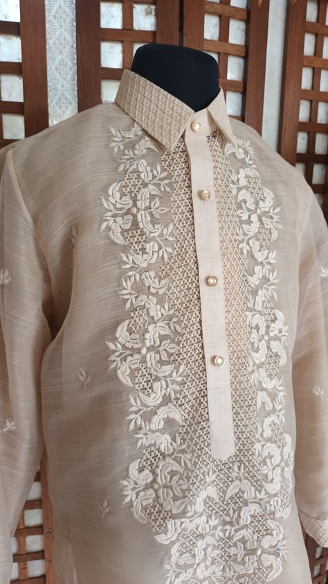 Barong Embroidery Design, Barong Wedding, Filipino Clothing, Barong Tagalog, Filipiniana Dress, Gents Kurta Design, Gents Kurta, Men's Ethnic Wear, Mens Kurta