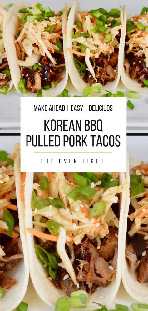 Asian Pork Tacos With Slaw, Korean Pork Sandwich, Korean Pulled Pork Instant Pot, Korean Pork Tacos With Asian Slaw, Korean Bbq Pulled Pork, Quick Tacos, Bbq Pulled Pork Tacos, Leftover Pulled Pork Recipes, Korean Bbq Tacos