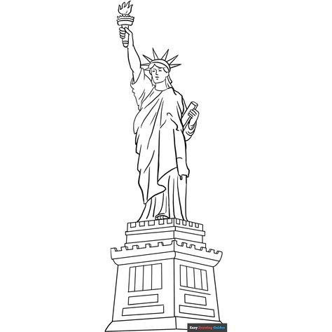 Statue of Liberty Coloring Page - Free & Printable Coloring Sheet Easy Drawing Guides, Coloring Worksheet, Free Printable Coloring Sheets, Drawing Guides, Popular Cartoons, Kids Print, Printable Coloring Sheets, Drawing Tutorial Easy, Coloring Tutorial