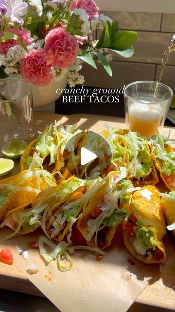 47K views · 6.3K likes | adrianna adarme on Instagram: "crunchy ground beef tacos 🌮 inspired by my taco of choice in college: the taco supreme. but make it more delicious/edible/amazing. full recipe. link in bio." Walking Taco Board Ideas, Tacos Recipes Videos, Best Taco Recipes Ground Beef, Ground Beef Taco Recipes, Taco Tuesday Ideas, Taco Sandwich, Taco Supreme, Crunchy Tacos, Taco Recipes Ground Beef