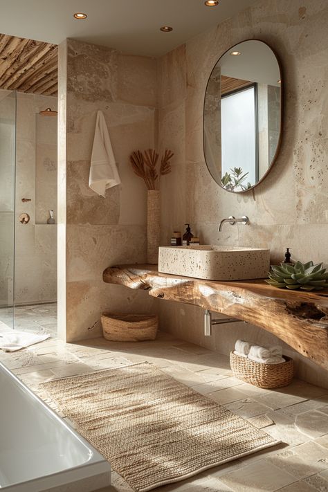 Organic Modern Bathroom, Toilette Design, Ideas Baños, Bathroom Big, Natural Bathroom, Aesthetic Bathroom, Boho Bathroom, Chic Bathrooms, غرفة ملابس