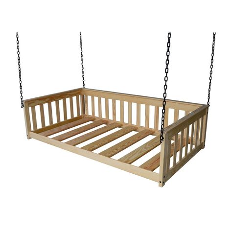 Hanging Daybed, Porch Swing Bed, Old Bookcase, Swing Bed, Porch Swings, Bed Swing, Unique Beds, Wood Slats, Garden Patio Furniture