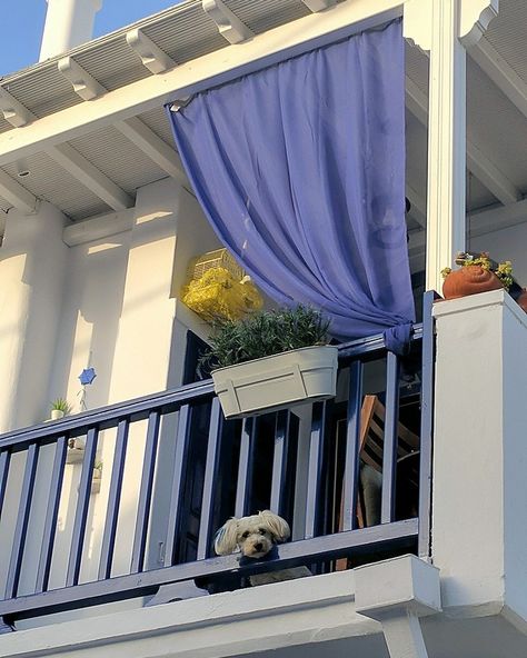 Photo Journal Of An Incredible Greece Holiday Balcony Curtain Ideas, Modern Balcony Ideas, Balcony Curtains, Modern Balcony, Tiny Apartments, Living Room Rugs, Greece Holiday, Small Balcony Decor, Curtain Ideas