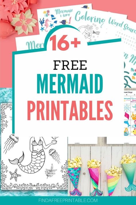 Mermaid Birthday Printables, Little Mermaid Crafts, Mermaid Party Printables, Mermaid Printables, Summer School Crafts, Sleepover Invitations, Birthday Party Invitations Free, Mermaid Birthday Party Decorations, Mermaid Theme Birthday Party