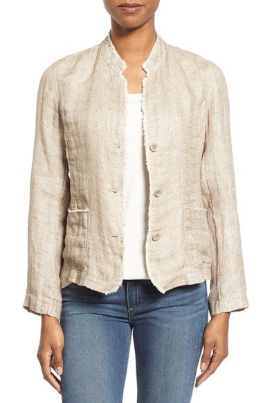 Eileen Fisher Organic Linen Mandarin Collar Jacket (Regular & Petite) Linen Jackets Women, Mandarin Collar Jacket, Double Weave, Linen Fashion, Linen Jackets, Woven Jacket, Petite Jacket, Collar Jacket, Linen Jacket