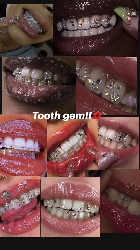 Teeth Jewels, Tooth Gem Ideas, Body Jewelry Diy, Teeth Gems, Pretty Teeth, Dental Jewelry, Grillz Teeth, Dope Jewelry Accessories, Grills Teeth