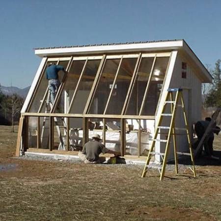 Passive Solar Greenhouse, Greenhouse Diy, Solar Greenhouse, Greenhouse Design, Greenhouse Shed, Wooden Greenhouses, Greenhouse Ideas, Backyard Greenhouse, Small Greenhouse