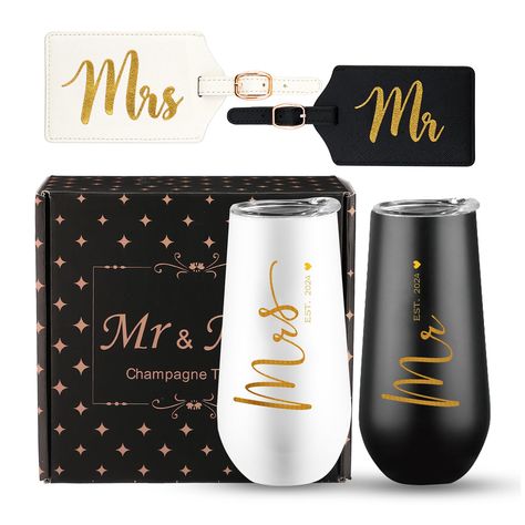 PRICES MAY VARY. Wedding Gifts for Couple: This Mr and Mrs EST 2024 travel tumbler set will be a romantic gift for couples, newlyweds, mr and mrs, bridal, bride to be, friends, sisters, his and her, wife, husband. Wonderful and meaningful gifts to express love or congratulation on anniversary, valentines day, birthday, wedding, wedding registry or any special days of couples. Mr and Mrs Gifts: Crafted from durable stainless steel with double-wall insulation, these mugs keep drinks hot or cold fo Practical Wedding Gifts, Mr And Mrs Gifts, Mrs Gifts, Memorable Wedding Gifts, Funny Wine Glasses, Wedding Gifts For Newlyweds, Engagement Gifts Newly Engaged, 2024 Travel, Wedding Gift Set