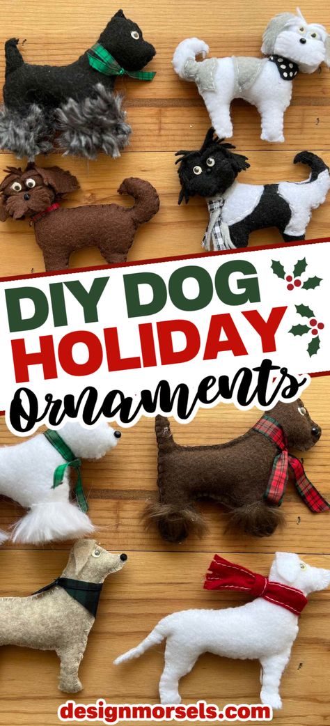 Dog Felt Ornaments Free Pattern, Diy Felt Dog Christmas Ornaments, Dog And Cat Christmas Ornaments Diy, Felt Sewing Machine Ornament, Dog Christmas Decorations Diy, Felt Dog Christmas Ornaments, Fleece Ornaments Diy, Diy Dog Keepsake, Dog Friendly Christmas Decorations