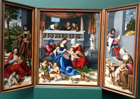 KDS Photo, Frankfurt Stadel Museum, oil painting by Lucas Cranach The Elder   "Altarpiece of the Holy Kinship: The Torgau Altarpiece", 1509, Cranach The Elder, Lucas Cranach, 16th Century Art, Hieronymus Bosch, Family Painting, European Paintings, Jean Baptiste, Holy Family, Modern Artists