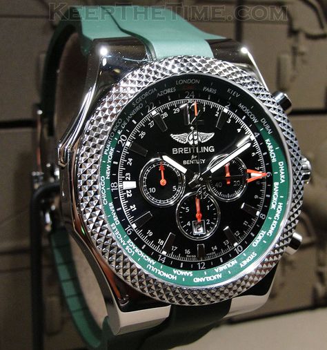 Baselworld: Breitling Bentley GMT (green) Breitling Watches Mens, Breitling Bentley, Stylish Watches Men, Army Watches, Boys Watches, Rolex Watches For Men, Breitling Watches, Amazing Watches, Gold Watch Men