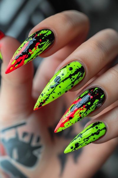 25 Stunning Halloween Nails to Get You Noticed Halloween Nails Designs 2024, Halloween Nails Neon, Bright Halloween Nails, Creepy Nails, Easter Nail Ideas, Fun Halloween Nails, 2023 Spring Nails, Pink White Nails, Spring Nails 2023