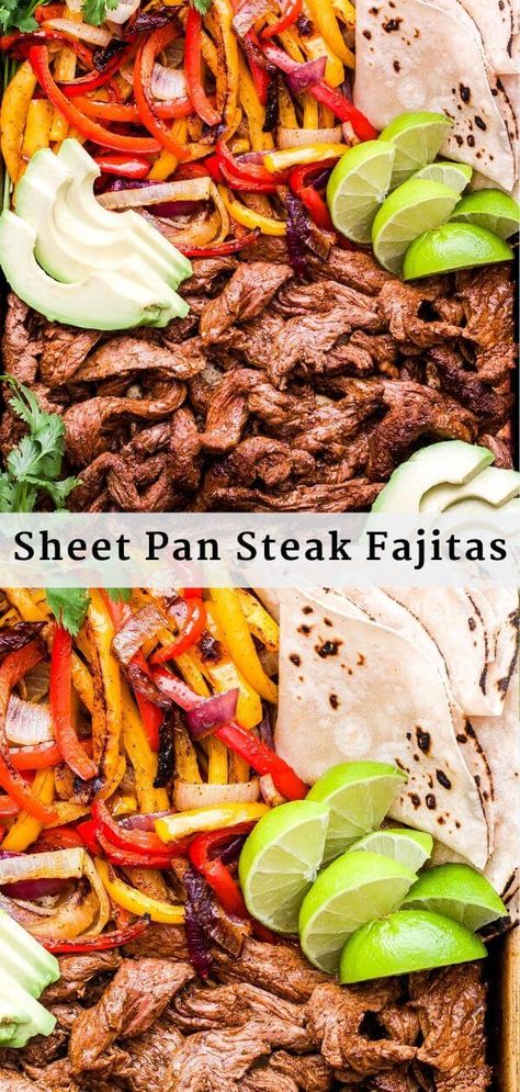 Sheet Pan Steak Fajitas, Beef Fajita Recipe, Sheet Pan Steak, Recipe Runner, Steak Fajita Recipe, Pan Steak, Fajitas Recipe, Beef Fajitas, Chicken Fajita Recipe