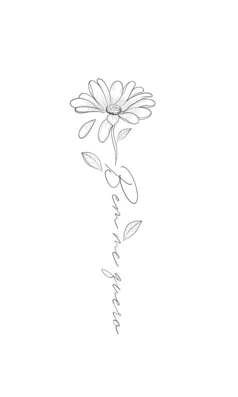 Writing Flower Tattoo, Flower Tattoos With Stem, Parents Tattoo Ideas Honoring, Aster Flower Tattoos, Anklet Tattoos, Daisy Tattoo, Writing Tattoos, Text Tattoo, Spine Tattoos For Women