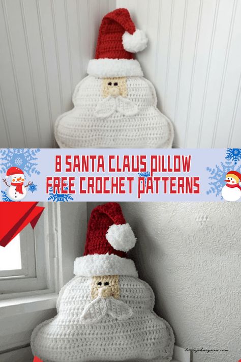 Check out these adorable Santa Claus pillow crochet patterns! They're absolutely FREE and perfect for adding some festive cheer to your home. #crochet #Christmas Santa Claus Pillow, Diy Natal, Crochet Pillow Patterns Free, Holiday Crochet Patterns, Santa Pillow, Christmas Crochet Patterns Free, Crochet Santa, Crochet Xmas, Crochet Pillow Pattern