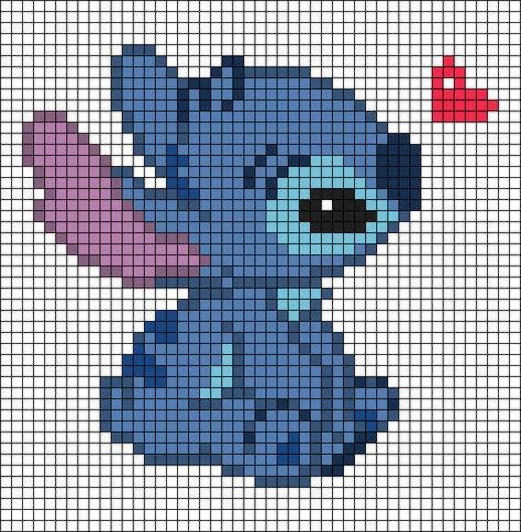 Alpha pattern #95412 | BraceletBook Pixel Art Grid Stitch, Lilo And Stitch Graphgan, Pixal Art Stitch, Easy Pixel Art Stitch, Lilo And Stitch Knitting Pattern, Stitch Grid Pattern, Crochet Picture Patterns Charts, Disney Beads Patterns, Pixel Art Pattern Stitch