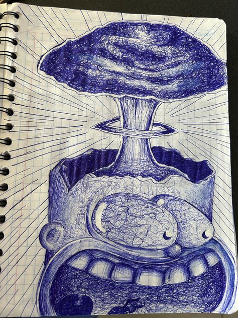 head explosion drawing - ballpoint pen Head Explosion, Explosion Drawing, Ballpoint Pen, Art Ideas, Pen, Drawings, Quick Saves, Art