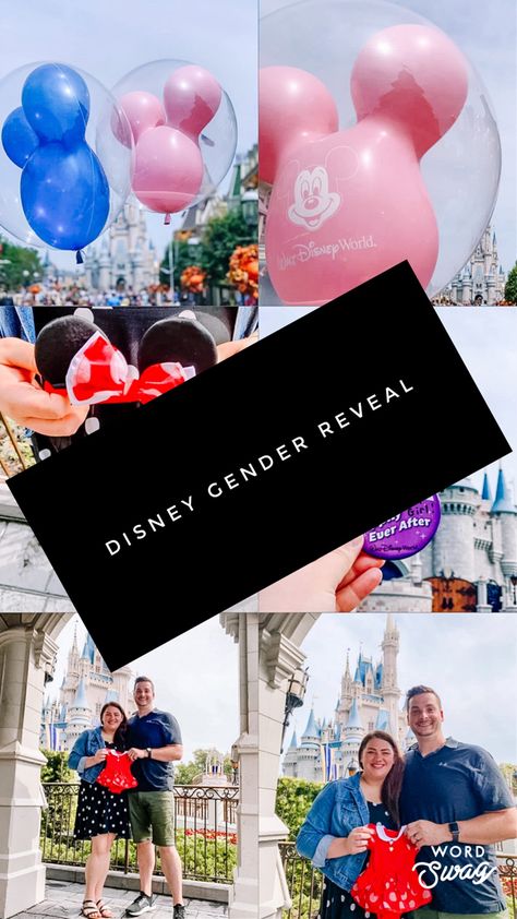 Disneyland Gender Reveal Ideas, Disney World Gender Reveal Ideas, Disney Themed Gender Reveal Ideas, Gender Reveal At Disney World, Disneyland Gender Reveal, Gender Reveal Ideas Disney, Disney World Gender Reveal, Disney Gender Reveal Ideas, Disney Gender Reveal