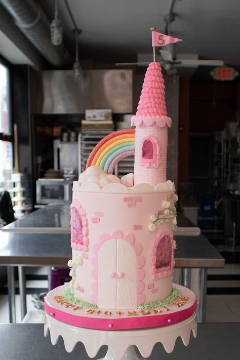 2 Tier Castle Cake, Princess Tower Cake, One Tier Princess Cake, One Tier Castle Cake, Princess Cake Castle, Princess Theme Birthday Party Cake, Cake Castle Princess, Castle Princess Cake, Unicorn Castle Cake