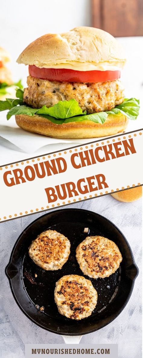 Chicken Burger Recipe Healthy, Best Chicken Burger Recipe, Easy Chicken Burger Recipe, Ground Chicken Recipes Healthy, Chicken Patty Recipes, Grill Burgers, Chicken Burger Recipe, Ground Chicken Burgers, Homemade Buns